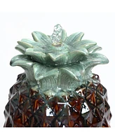 LuxenHome Pineapple Ceramic Indoor/Outdoor 17.1-In Tall Tabletop Fountain, Green Top