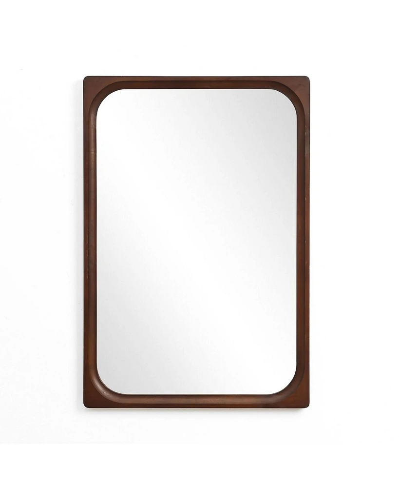 LuxenHome Rubberwood Frame Rectangle 35-Inch Tall Wall Mirror, Accent and Vanity