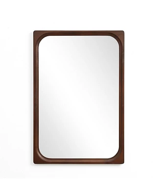 LuxenHome Rubberwood Frame Rectangle 35-Inch Tall Wall Mirror, Accent and Vanity