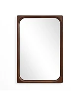 LuxenHome Rubberwood Frame Rectangle 35-Inch Tall Wall Mirror, Accent and Vanity