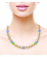 Laundry by Shelli Segal Gold Tone and Multi Color Disc Collar Necklace