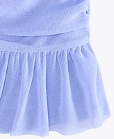 With Jules Big Girls Ruched Flutter-Sleeve Glitter Knit Dress