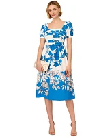 Adrianna Papell Women's Floral-Print Square-Neck A-Line Dress