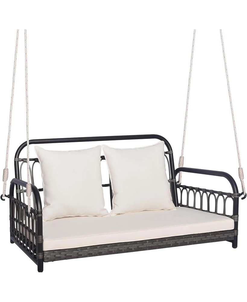 2-Person Outdoor Hanging Chair with Ropes