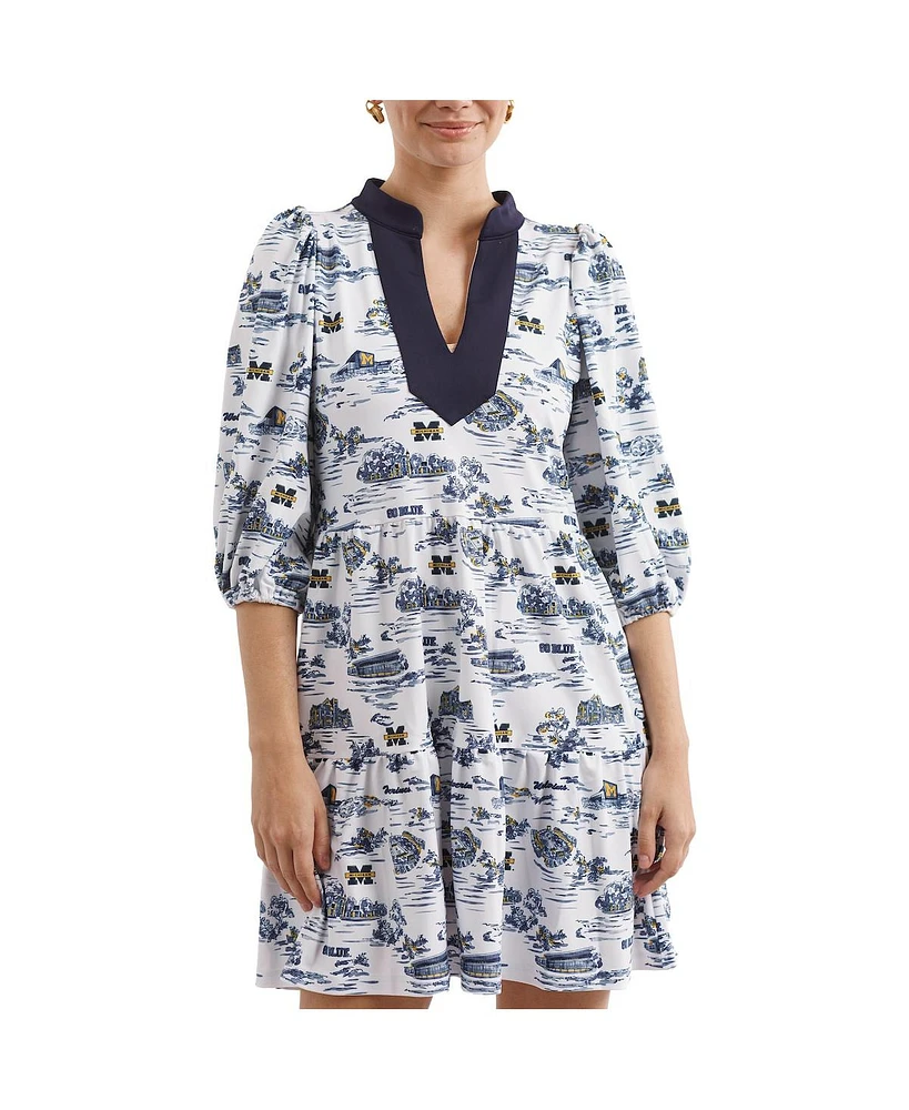 Smith & Quinn Women's White/Blue Michigan Wolverines Tailgate Collection Tory Dress