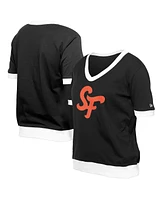 New Era Women's Black San Francisco Giants 2025 City Connect Rhinestone V-Neck T-Shirt