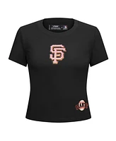 Pro Standard Women's Black San Francisco Giants Game Day Classics Baby Doll Cropped T-Shirt