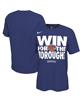 Nike Men's and Women's Rush Blue New York Knicks 2025 Nba Playoffs On-Court Mantra T-Shirt