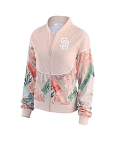 Wear by Erin Andrews Women's Sand New York Yankees Raglan Full-Zip Track Jacket