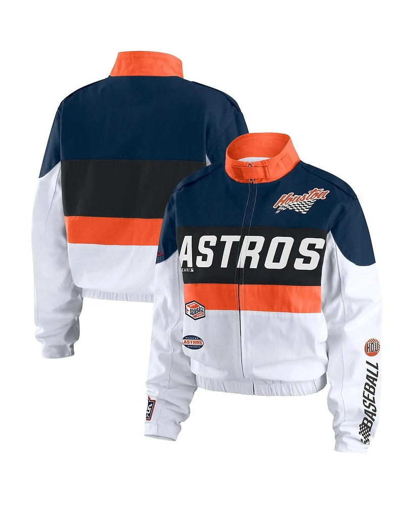 Wear by Erin Andrews Women's Orange/White Houston Astros Racing Full-Zip Jacket