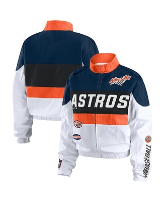 Wear by Erin Andrews Women's Orange/White Houston Astros Racing Full-Zip Jacket