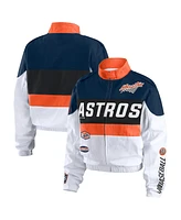 Wear by Erin Andrews Women's Orange/White Houston Astros Racing Full-Zip Jacket
