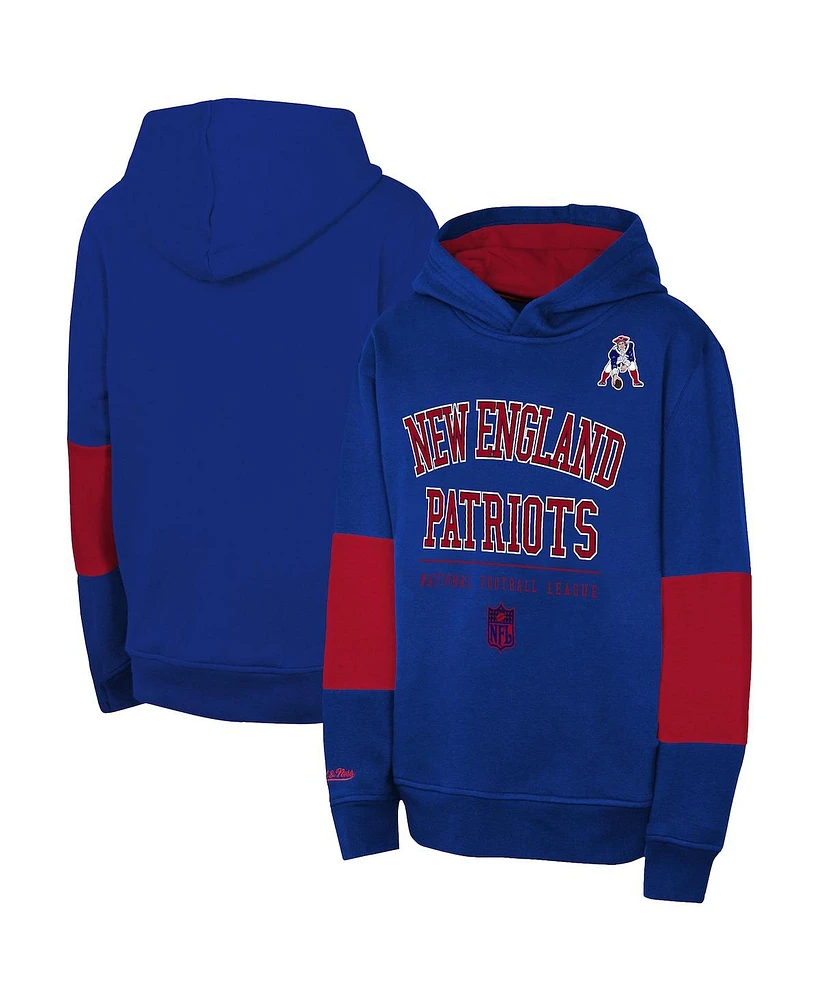 Mitchell & Ness Big Boys and Girls Navy New England Patriots Retro Fleece Pullover Hoodie