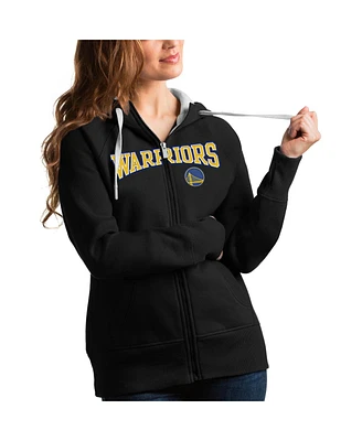 Antigua Women's Black Golden State Warriors Team Victory Full-Zip Hoodie