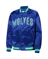 Mitchell & Ness Big Boys and Girls Royal Minnesota Timberwolves Hardwood Classics Satin Raglan Full-Snap Jacket