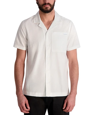 Karl Lagerfeld Paris Men's Textured Tonal Checkered Shirt