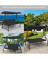 3 Seats Outdoor Swing Hammock with Adjustable Tilt Canopy