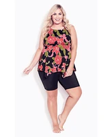 Avenue Plus Handkerchief Print Tankini Top