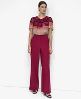 Dkny Women's High Rise Front-Zip Flared-Leg Pants