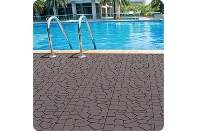 Diy 12" Patio Deck Tiles, Interlocking, Easy Install, 44pcs Dark Gray