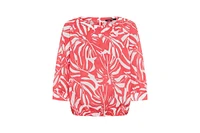 Olsen Women's Boat Neck Palm Statement Blouse