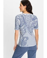 Olsen Women's Paisley Denim Print T-Shirt