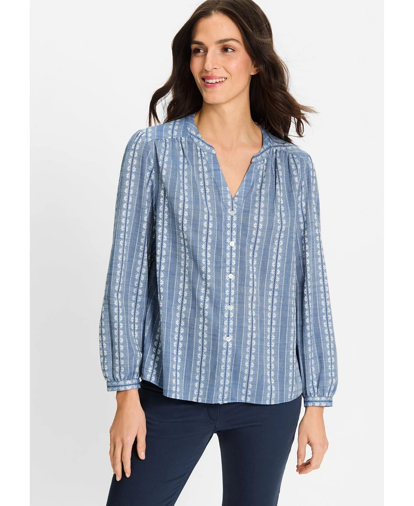 Olsen Women's Prairie Floral Embroidered Tunic