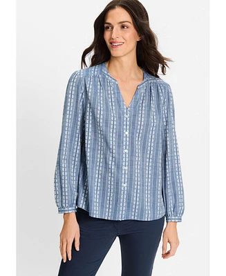 Olsen Women's Prairie Floral Embroidered Tunic