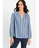 Olsen Women's Prairie Floral Embroidered Tunic