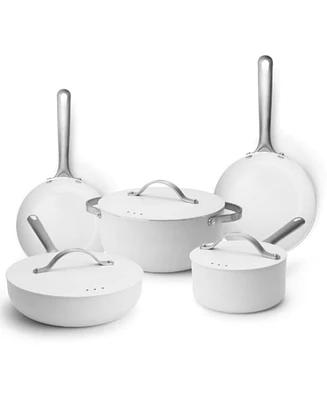 Alva Mobi 8-Piece Cream Nonstick Cookware Set - Non-Toxic Pfas/Ptfe/Pfoa-Free, Induction & Oven Compatible, Dishwasher Safe