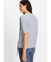 Olsen Women's Paisley Denim and Stripe T-Shirt