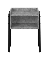 Industrial Metal and Wood End Table with Shelf