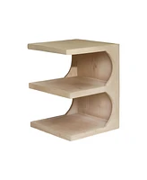 24-Inch Solid Wood Accent Table – Natural Finish with Open Shelf Storage