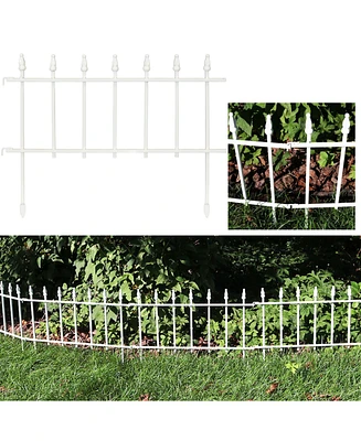Set of 20 Roman Decorative Garden Fence Panels - Iron Garden Border Fence - 22” W x 18” H Per Panel - 36' Length - White