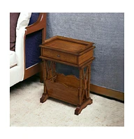 Solid & Manufactured Wood Side Table with Storage Drawer and Magazine Holder