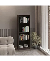 Vinton Bookcase with Spacious Tier-Shelving Design, Dark Walnut / Black Wengue