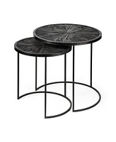 Set of Two 20" Black Round End Table