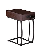 23" Brown Manufactured Wood And Iron Rectangular End Table With Drawer