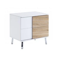 Modern Wood Look Rectangular Side Table with Dual Storage Drawers