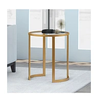 Tempered Glass Round End Table with Durable Steel Frame – Chic and Functional