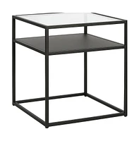 Steel Square End Table with Shelf – Minimalist Design for Modern Spaces