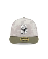 New Era Men's Light Beige/Olive Seattle Mariners 2025 Armed Forces Day Low Profile 59FIFTY Fitted Hat