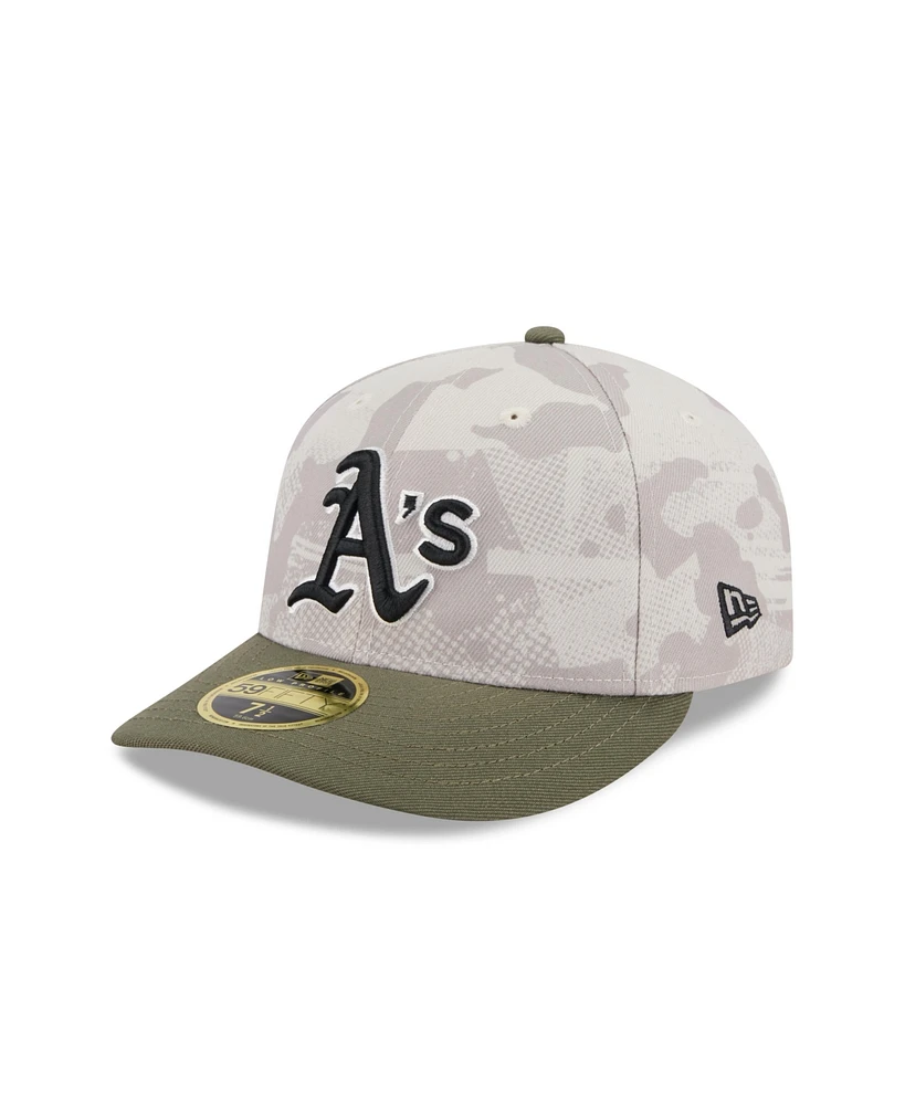 New Era Men's Light Beige/Olive Athletics 2025 Armed Forces Day Low Profile 59FIFTY Fitted Hat