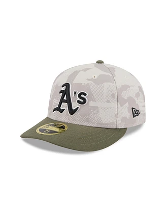 New Era Men's Light Beige/Olive Athletics 2025 Armed Forces Day Low Profile 59FIFTY Fitted Hat