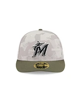 New Era Men's Light Beige/Olive Miami Marlins 2025 Armed Forces Day Low Profile 59FIFTY Fitted Hat