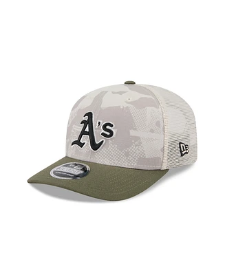 New Era Men's Light Beige/Olive Athletics 2025 Armed Forces Day 9SEVENTY Adjustable Hat