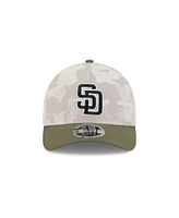 New Era Men's Light Beige/Olive San Diego Padres 2025 Armed Forces Day 9FORTY M-Crown A-Frame Adjustable Hat