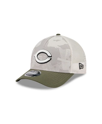 New Era Men's Light Beige/Olive Cincinnati Reds 2025 Armed Forces Day 9FORTY M-Crown A-Frame Adjustable Hat