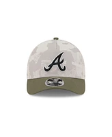 New Era Men's Light Beige/Olive Atlanta Braves 2025 Armed Forces Day 9FORTY M-Crown A-Frame Adjustable Hat
