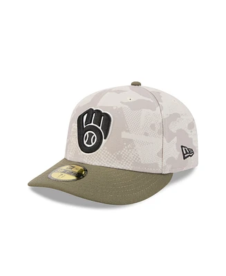 New Era Men's Light Beige/Olive Milwaukee Brewers 2025 Armed Forces Day 59FIFTY Fitted Hat
